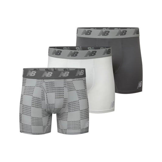 New Balance Mens Premium 6 Inch Boxer Brief with Fly 3 Pack