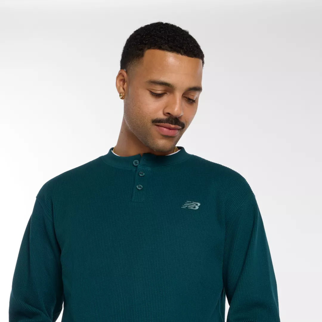 New Balance Numeric Waffle Knit Long Sleeve Henley